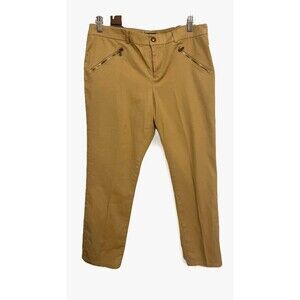 Lauren Ralph Lauren Petite 8P Khaki Pants Stretch Cotton Blend Flat Front Zip